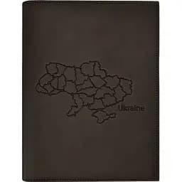 Кожаная обложка BlankNote Standart Crazy Horse с картой Украины для нотариального реестра темно-коричневый
