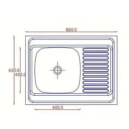 Мийка кухонна Kraft 8060R-E прямокутна 800х600х180 мм 0,8 мм Satin 30412 - мініатюра 2