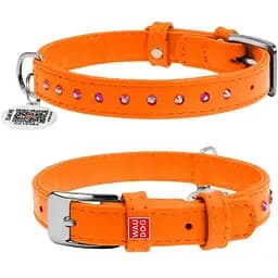 Нашийник для собак Waudog Glamour шкіряний з QR паспортом, з клейовими стразами, XS, Ш 15 мм, Дов 27-36 см (4823089306926)