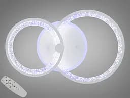 Стельова LED-люстра Diasha 8180/2WH 3color з пультом і димером, біла, 55 W, 3025 lm, круглі акрилові LED-кільця 53x33 см