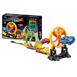 Трек 140 см колесо-помеха заводное 360° машина 2 шт инерция свет D663-603