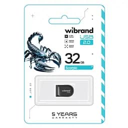 USB флеш накопичувач Wibrand 32GB Scorpio Black USB 2.0 (WI2.0/SC32M3B) - мініатюра 2