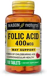 Вітаміни та мінерали Mason Natural Folic Acid 400 mcg, 100 таблеток