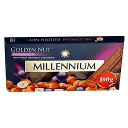 Шоколад молочний Millennium Gold з цілими лісовими горіхами та родзинками 100 г - мініатюра 2