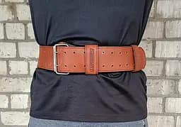 Пояс атлетичний EasyFit DeciBelt (шкіра) коричневий XL - мініатюра 4
