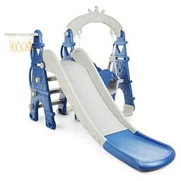 Дитяча гірка-гойдалка BAMBI CASTLE-4 з баскетбольним кільцем, ш146-г180-в122см, синя