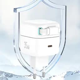 МЗП Usams US-CC209 GaN With Lightning Magnetic Retractable Cable Module XMF Ser. 35W (2USB-C) White - мініатюра 7