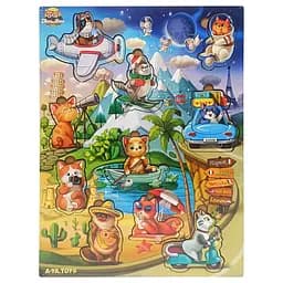 Пазл-вкладиш Ubumblebees Котики -2 з літачком PSD129 дерев'яний