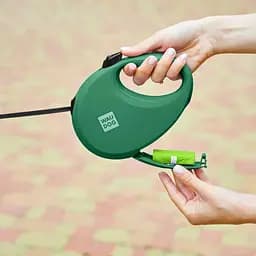 Повідець-рулетка для собак Waudog R-leash з контейнером для пакетів, світловідбивна стрічка, М до 20 кг, 5 м зелений - мініатюра 8