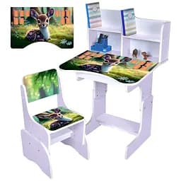 Дитяча парта Bambi N 2071-3-6 Оленя з таблицею множення та стільчиком лаванда