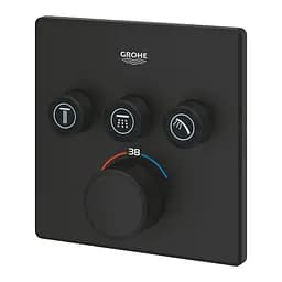 Термостат прихованого монтажу з 3 кнопками управління Grohe Grohtherm SmartControl 102167KF00, Чорний матовий - мініатюра 4