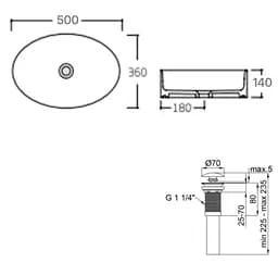 Комплект Qtap Kolibri: Раковина накладна овальна 500x360x140 мм White + Донний клапан PU02 (QT10113054WN47311) - мініатюра 5