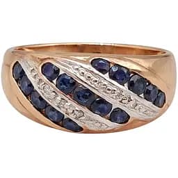 Золотое кольцо с бриллиантами и сапфиром. RS6133K 17