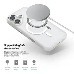 Чехол Apple iPhone 16 Plus, Unit MagSafe, белый, прозрачный, магсейф, противоударный, магнитный, панель-накладка с поддержкой MagSafe, с поддержкой беспроводной зарядки, TPU+PC, защита всего корпуса, ударопрочный, ArmorStandart (ARM78708) - мініатюра 4