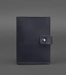 Кожаная обложка для паспорта 5.0 (с окошком) темно-синяя Crazy Horse