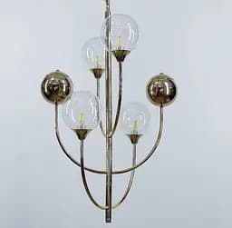 Люстра з скляними та металевими плафонами з дугоподібними ріжками Line.F CA 16-4