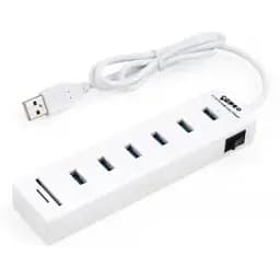 Концентратор Vinga 6xUSB2.0 + card-reader with switch 0.8m (VCP2H6USBCRSWWH)