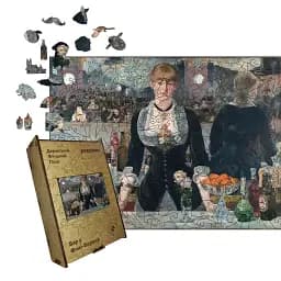 Дерев'яний фігурний пазл Бар «Фолі-Бержер», А2, Картонна коробка 300+ елементів