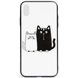 Чехол-накладка Toto Cartoon Print Glass Case Apple iPhone XS Max Cats White/Black