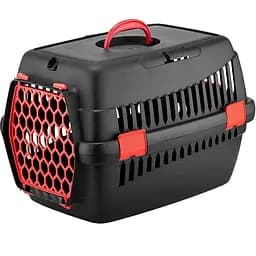 Переноска для животных Agility plastic 39х55х36,5 см черный/красный