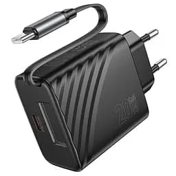 МЗП Hoco N57 Full PD20W with retractable cable Type-C (2USB-C) Black - мініатюра 4