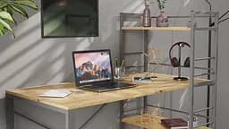 Письмовий стіл Ferrum-decor Серії Конект з етажеркою 75x120x60 сірий ДСП Дуб Артізан 16мм (FRD-104232) - мініатюра 7