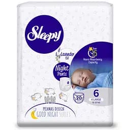 Підгузки-трусики дитячі Sleepy Night XL 6 (15-27 кг) 20 шт. нічні для сну