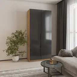 Шкаф 2-дверный MebelStar Оскар Gloss BL-B, стандарт 100x52x220 см Дуб тахо/Черный (MBS-5150)