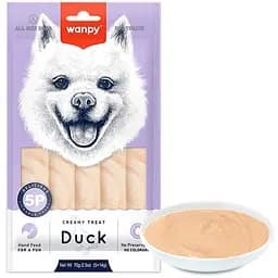 Лакомство для собак Wanpy Creamy Lickable Treat Duck 5 стіків по 14 г с уткой без консервантов и красителей