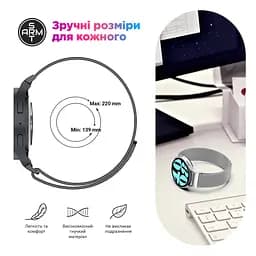Ремінець металевий для смарт-годинника Google Pixel Watch 40,42,43,44,45,46,47 mm, Milanese Magnetic, чорний, міланська петля, браслет на магнітній застібці, сумісний з годинником Google Pixel Watch, для моделей з розміром корпусу 40,42,43,44,45,46 - мініатюра 7