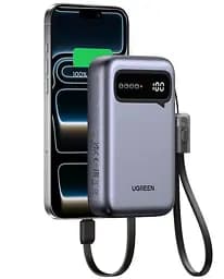 Повербанк Ugreen PB525 20000 mAh 22.5 Вт з вбудованим кабелем Type-C швидкою наскрізною зарядкою та LED дисплеєм - мініатюра 2