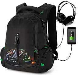 Підлітковий рюкзак з ортопедичною чорною спинкою з usb портом для хлопців Winner / SkyName для студентів (91-19)