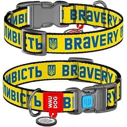 Нашийник для собак Waudog Nylon нейлоновий з QR паспортом малюнок Сміливість Розмір L