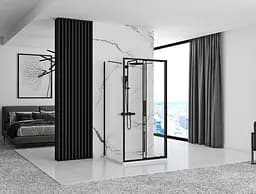 Душова кабіна Rea Rapid Slide 110x100 black пристінна REA-KPL-09879, Чорний матовий, Універсальна, прозрачний, Чорний матовий - мініатюра 4