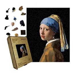 Дерев'яний фігурний пазл Дівчина з перловою сережкою, А1, Картонна коробка 500+ елементів