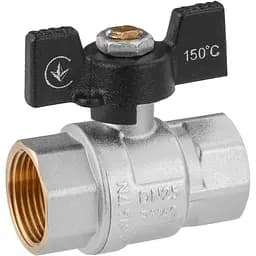 Кран кульовий Kroner 1" ВВ PN40 метелик, нікельований (CV033211)