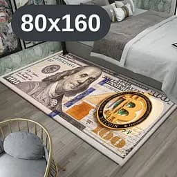 Стильний та зносостійкий килим для дому "100 доларів Bitcoin "80х160" KT8000207