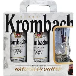 Набор пива Krombacher Pils светлое 4.8% 2.5 л (5 шт. x 0.5 л) ж/б + бокал