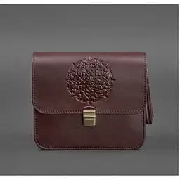 Шкіряна жіноча бохо-сумка Лілу бордова Krast