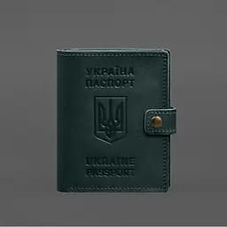 Шкіряна обкладинка-портмоне на паспорт з гербом України 25.1 Зелена - мініатюра 8