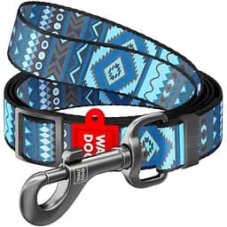 Повідець для собак Waudog Nylon Етно синій, регульований, 152-183х1,5 см, різнокольоровий