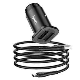 Адаптер автомобильный Hoco Type-C Cable Wise road dual port Car charger set NZ4 |2USB, 4.8A|