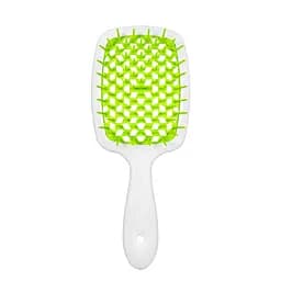 Щетка для волос массажная продувная Superbrush Plus Hollow Comb прямоугольная, Черная с розовым
