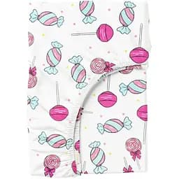 Простирадло Cosas на резинці фланель 80х160 lollipops, рожевий (Flannel_Lollipops_80x160x20)