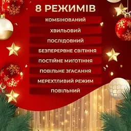 Гірлянда-штора Роса 200 LED розмір 3*3 м, жовтий GarlandoPro 173308Y - мініатюра 27