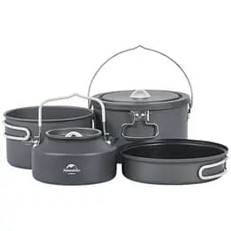 Набір туристичного посуду Naturehike CNH22CJ002: каструля, казанок, сковорідка, чайник алюміній