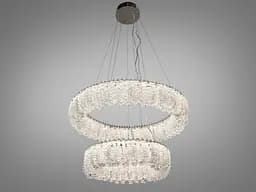 Підвісна люстра Diasha 505-600+400CH LED двоярусна кришталева люстра з регулюванням висоти та пультом, діаметр 60 см - мініатюра 2