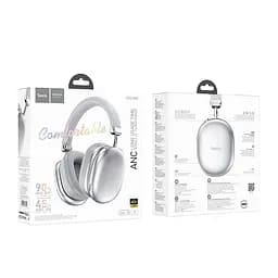 Навушники бездротові накладні Hoco W35 Max Auspicious ANC noise reduction BT 5.4 headphones Сріблясті - мініатюра 3
