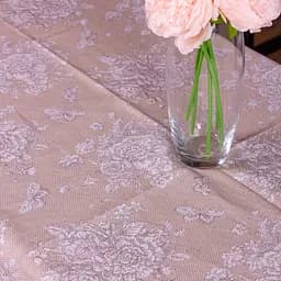 Скатертина MirSon №207 Cream flowers 130х100 см рогожка кремова - мініатюра 3
