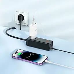Мережевий подовжувач Hoco AC9A Talent PD30W (1C2A with 1 socket) Desktop Charger Black - мініатюра 5